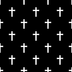 Obraz premium Seamless religious cross pattern on black