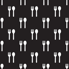 Seamless spoon and fork pattern on black