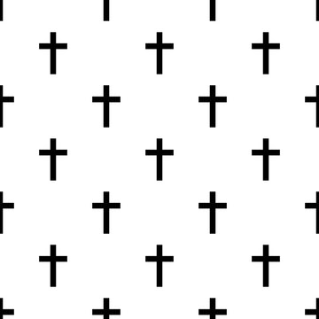 Seamless religious cross pattern on white
