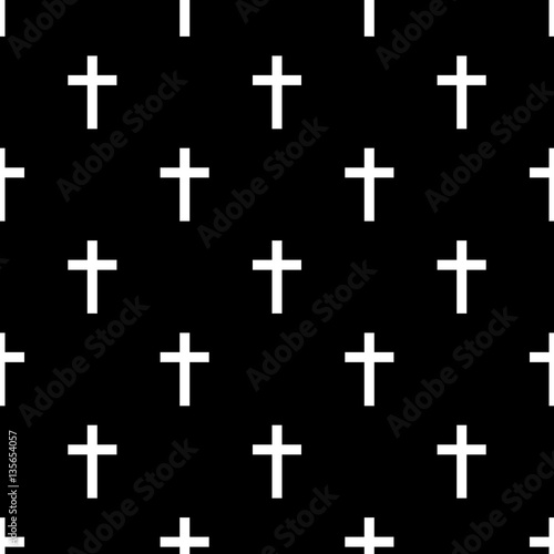 "Seamless religious cross pattern on black" Stock image and royalty