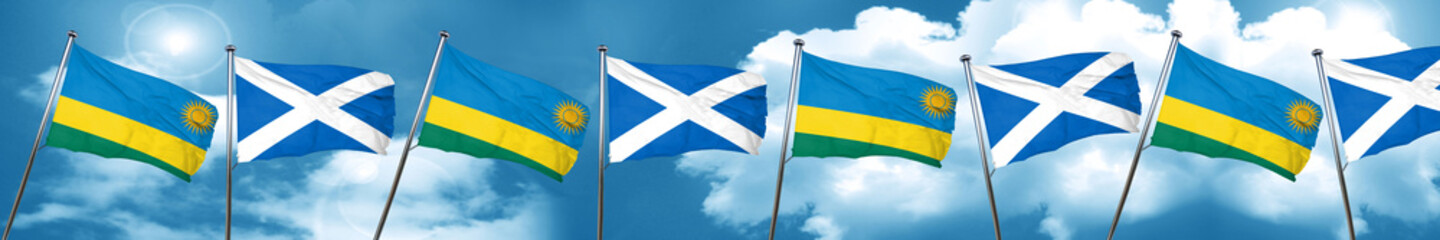 Rwanda flag with Scotland flag, 3D rendering