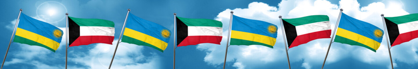 Fototapeta na wymiar Rwanda flag with Kuwait flag, 3D rendering