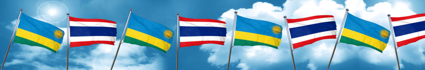 Rwanda flag with Thailand flag, 3D rendering