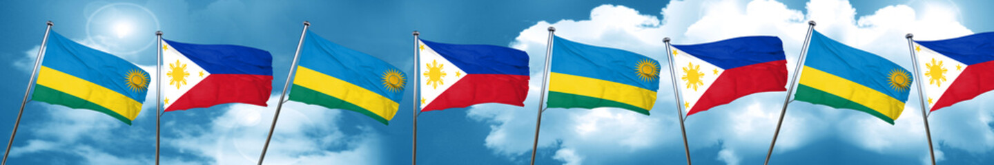 Rwanda flag with Philippines flag, 3D rendering
