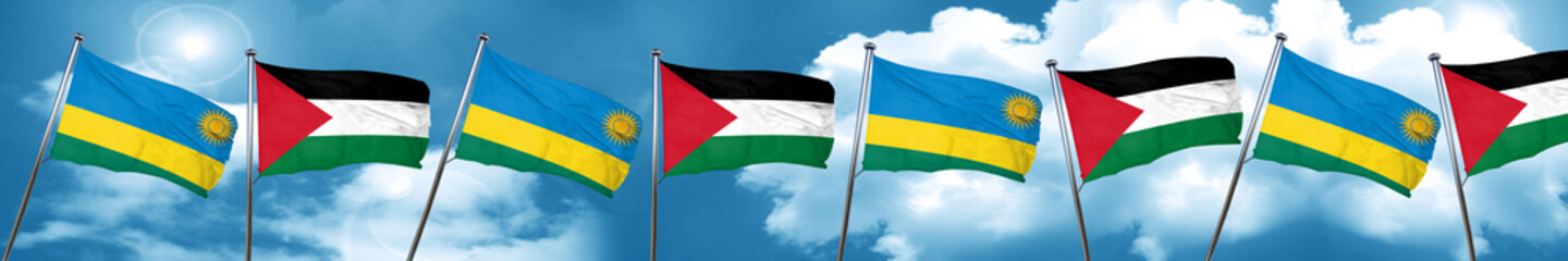Rwanda flag with Palestine flag, 3D rendering