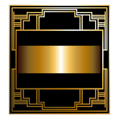 Two-color pattern with art deco frame vector illustration