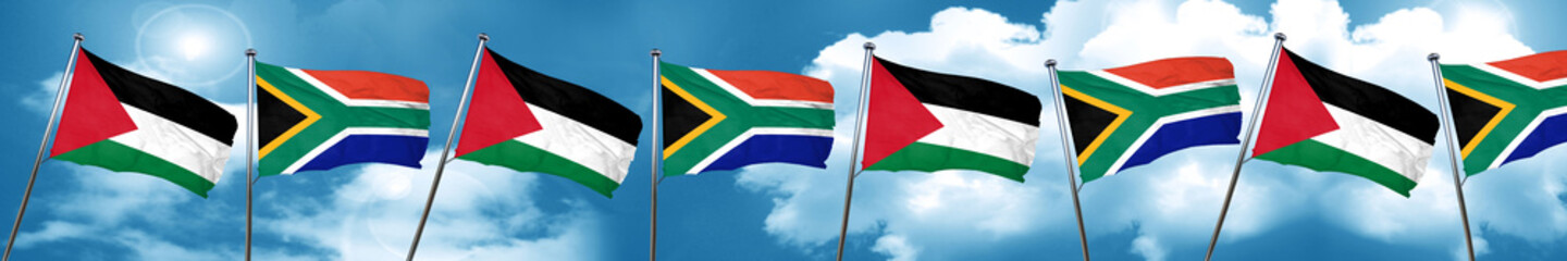 palestine flag with South Africa flag, 3D rendering