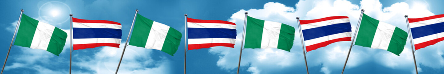 Nigeria flag with Thailand flag, 3D rendering