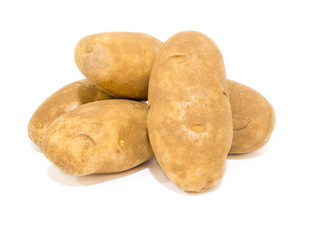 fresh yellow potatoes on white background