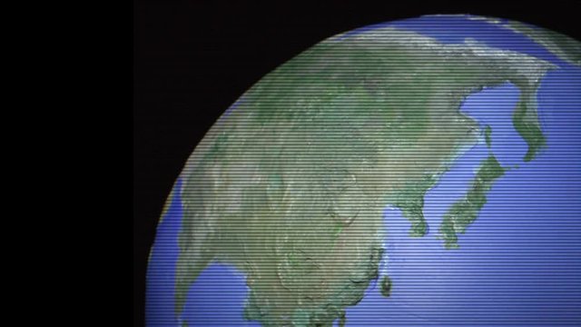Off centered seamless loop of top of digitized globe