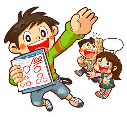 100点をとった男の子
