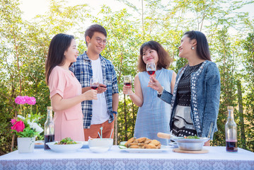 Young asian people in party