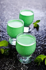 Green creamy liquid