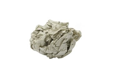 Crumpled paper  isolated on white with clipping path