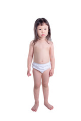 Little asian girl with sore and scar at legs ,arms and face