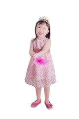 Little asian girl in princess custume with crown