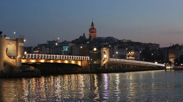 Galata Bridge, Galata Tower And city district buildings