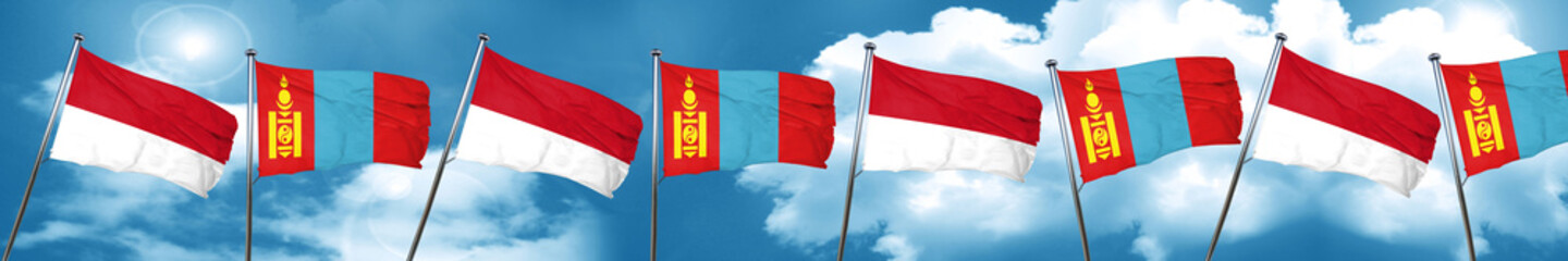 monaco flag with Mongolia flag, 3D rendering