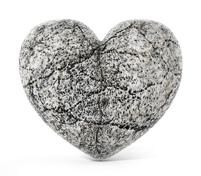 Stone heart isolated on white background. 3D illustration