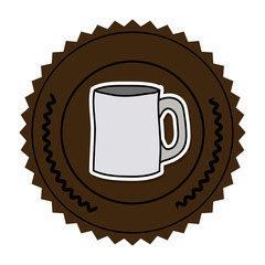 color round frame with porcelain mug vector illustration