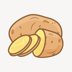 Potato,sliced potatoes illustration vector