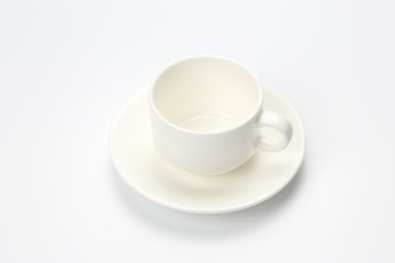 empty white coffee cup on white background.