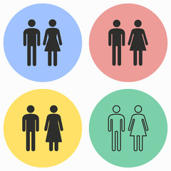 Man and Woman restroom icon set.