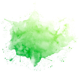 Abstract green watercolor on white background.The color splashing on the paper.It is a hand drawn.