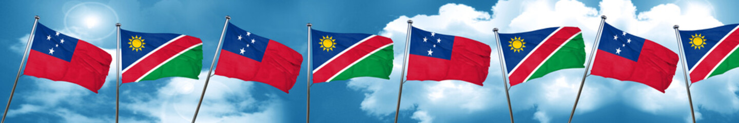 Fototapeta na wymiar Samoa flag with Namibia flag, 3D rendering