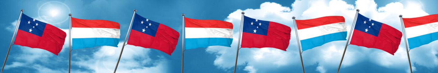 Fototapeta na wymiar Samoa flag with Luxembourg flag, 3D rendering
