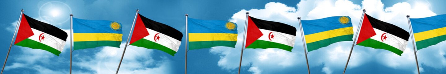 Western sahara flag with rwanda flag, 3D rendering