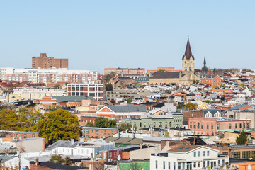 Skyline of North Fells Point and Patterson Park in Baltimore, Ma