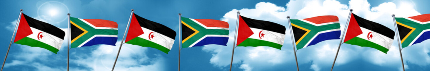 Western sahara flag with South Africa flag, 3D rendering