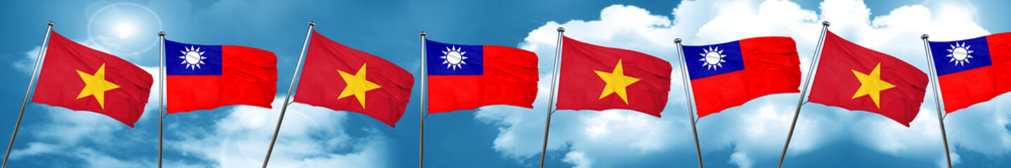 Fototapeta na wymiar Vietnam flag with Taiwan flag, 3D rendering