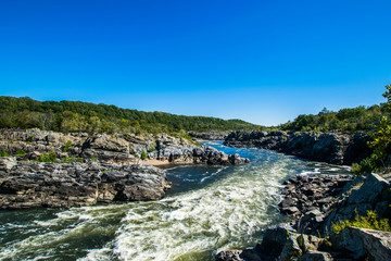 Strong White Water Rapids in Great Falls Park, Virginia Side