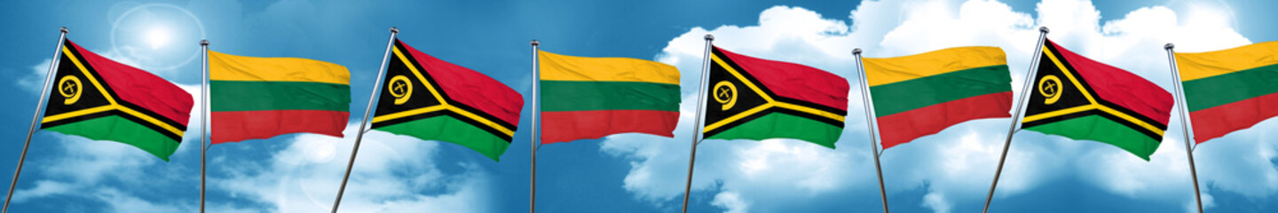 Vanatu flag with Lithuania flag, 3D rendering