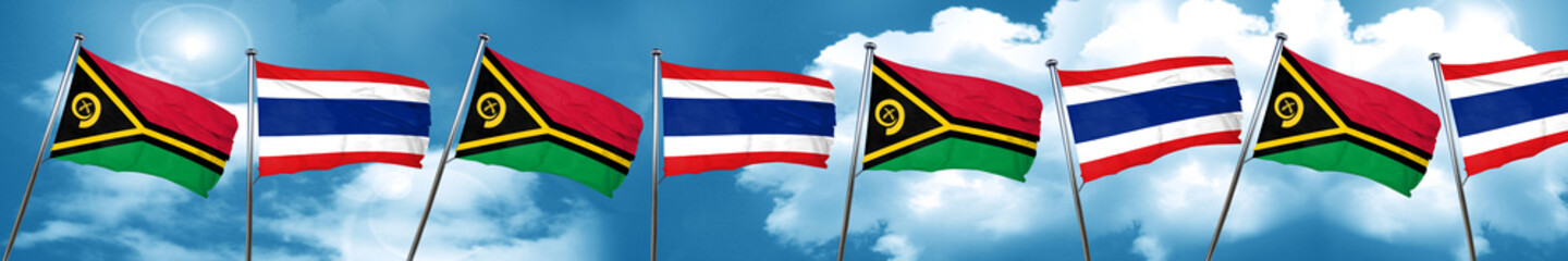 Vanatu flag with Thailand flag, 3D rendering