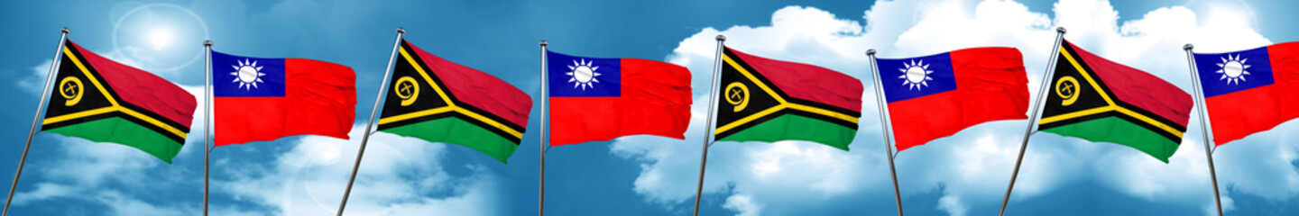 Vanatu flag with Taiwan flag, 3D rendering