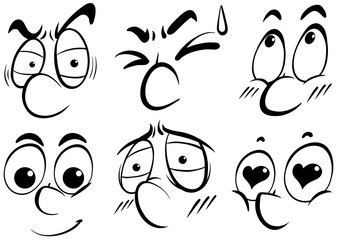 Facial expression doodle in black outline