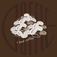 Vector coffee beans on white background.