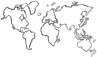 Fototapeta premium Draft of worldmap without color