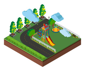 3D design for playground and road scene