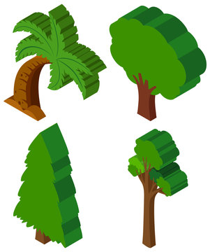 3D design for different types of trees
