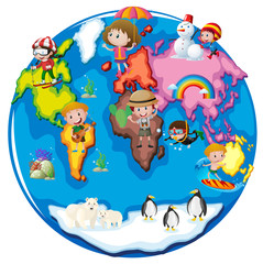 Naklejka premium Children in different parts of the world