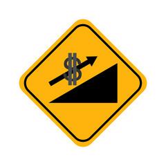 Traffic sign up with dollar sign and arrow for business,financial,money or currency.