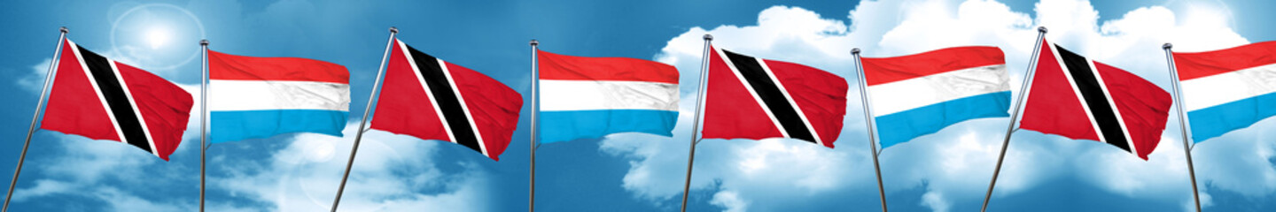Trinidad and tobago flag with Luxembourg flag, 3D rendering