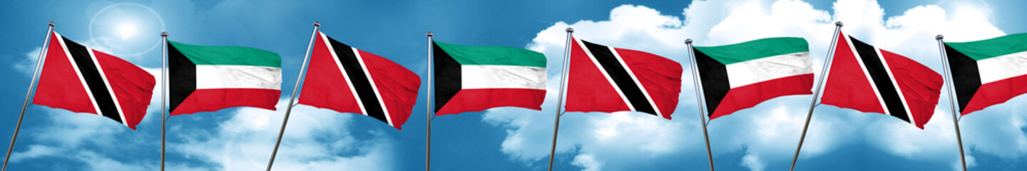 Fototapeta na wymiar Trinidad and tobago flag with Kuwait flag, 3D rendering