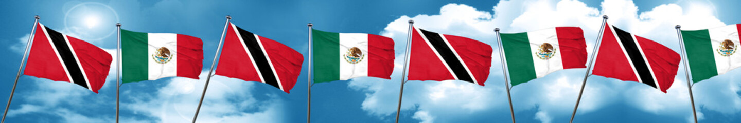 Trinidad and tobago flag with Mexico flag, 3D rendering