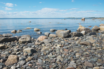 A deserted stony shore of the White Sea