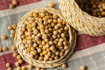 Soybean in wood bowl